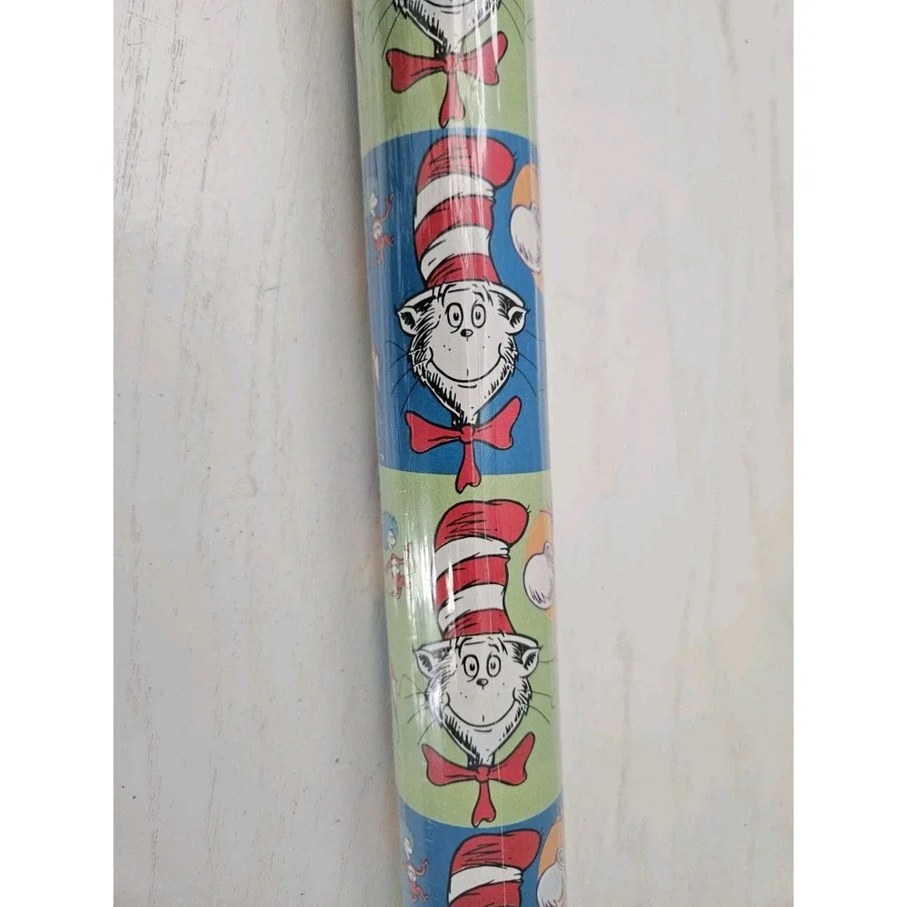 VTG The Finishing Touch Dr. Seuss Cat In The Hat Gift Wrapping Paper Roll **READ